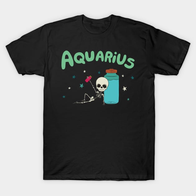 Skeleton Zodiac Signs (AQUARIUS) T-Shirt by cecececececelia